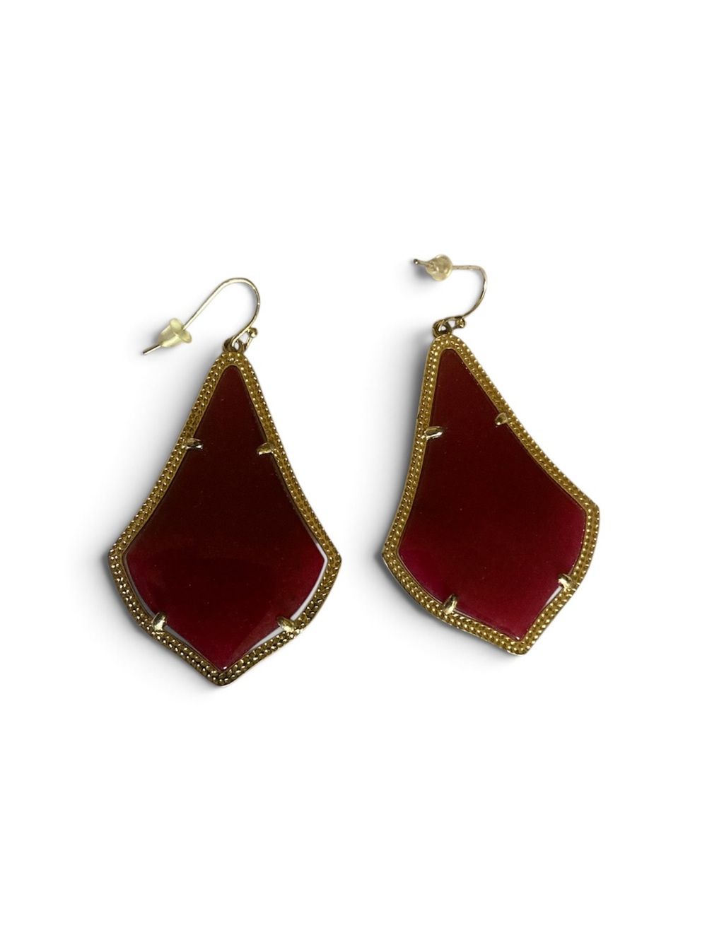 Kendra Scott Red Enamel Gold-Trim Dangle Earrings